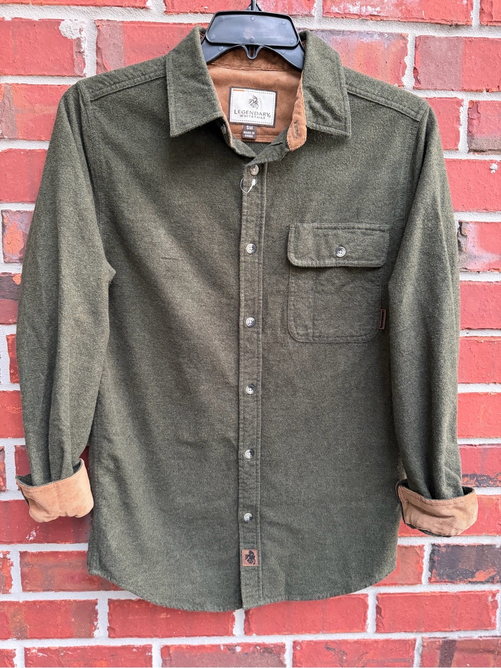 Legendary Whitetails Mens S Buck Camp Olive Green Long Sleeve Button Up Shirt P7